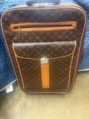 Designer Monogram Rolling Suitcase - Brown/Tan